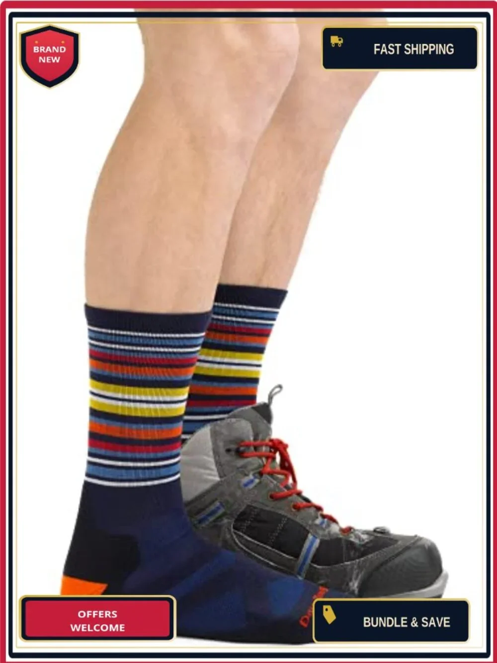 Men's Wool Hiking Socks - Lightweight Crew, Made in USA